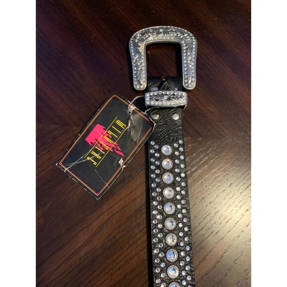 RARE NWT Sparkling Wildfire Swarovski Crystal Black Genuine Leather Bling Cowgir main image 10